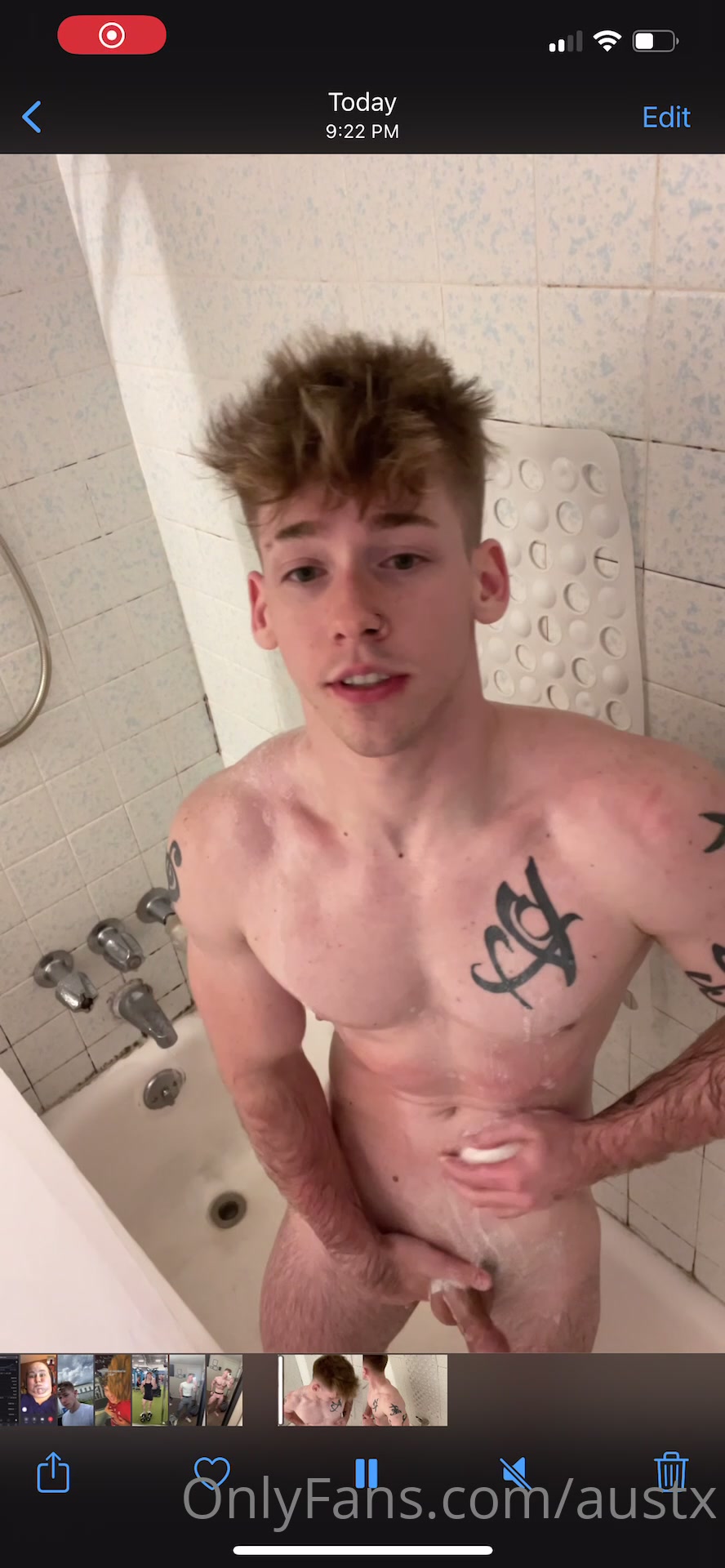 Screen Recording Of Austin Showering And Flexing