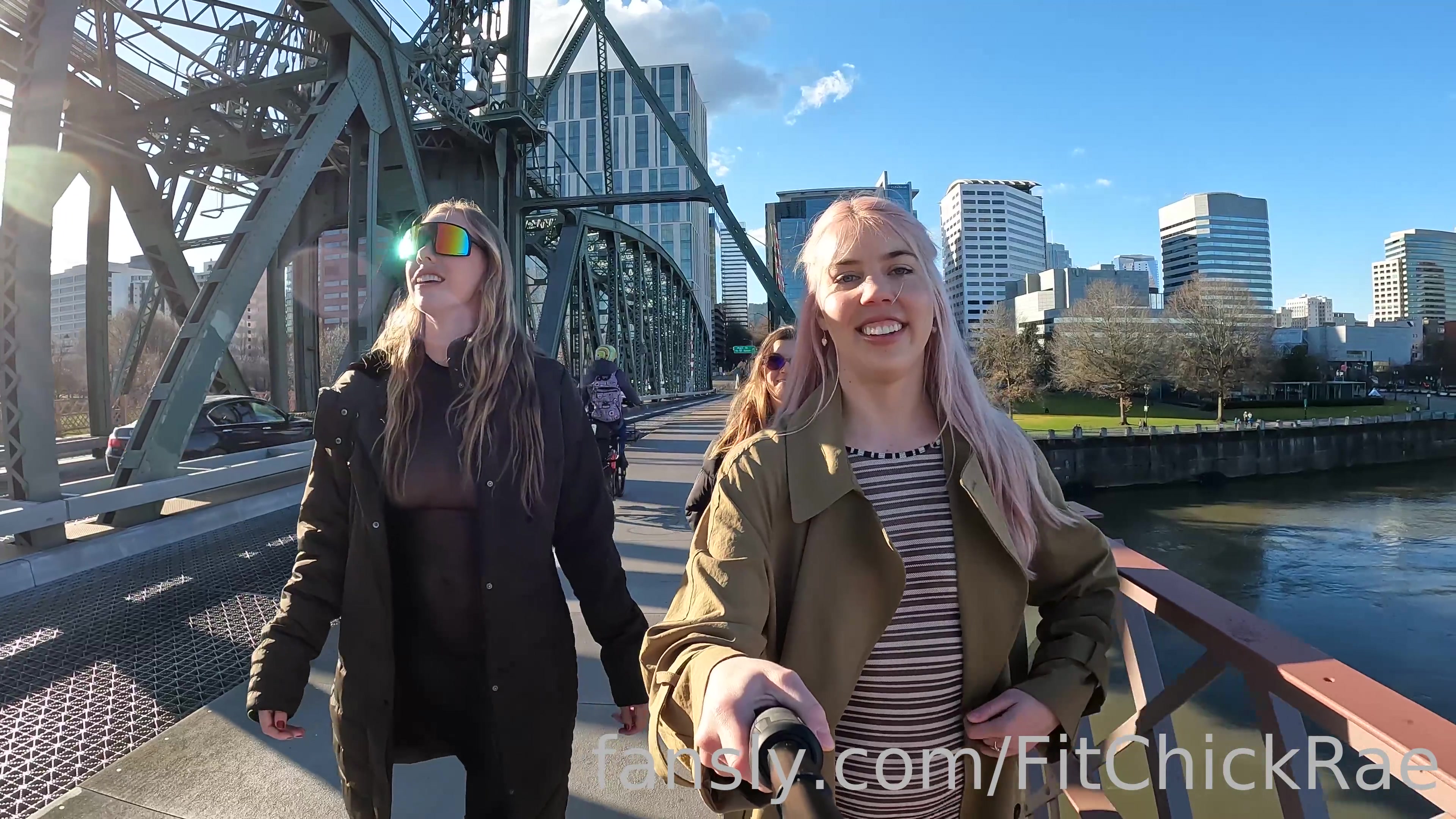 Sheer Dress Walk With @Cozysophie And @Cosmickitti It Was A Beautiful Day By The River So We Decided To Walk Across The Busy Bridge In Our Sheer Dresses