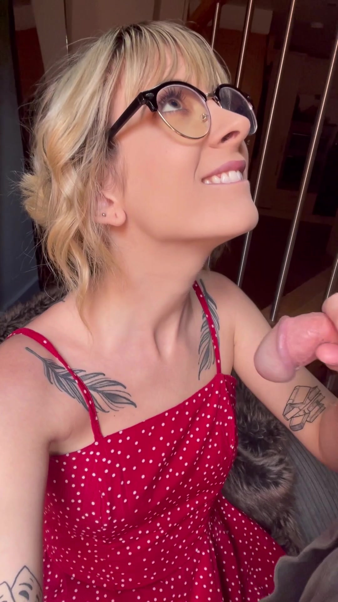 New Video Of Me Being Drenched In Cum While Wearing My Glasses & Cute Polkadot Playsuit