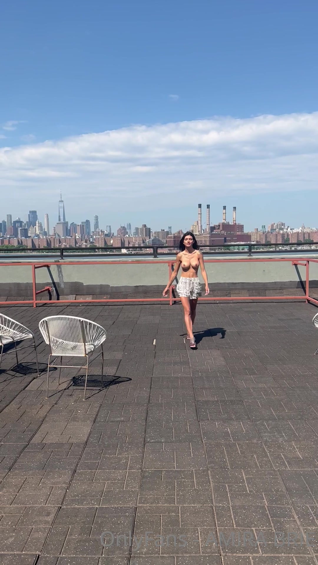 Topless Outside Stroll