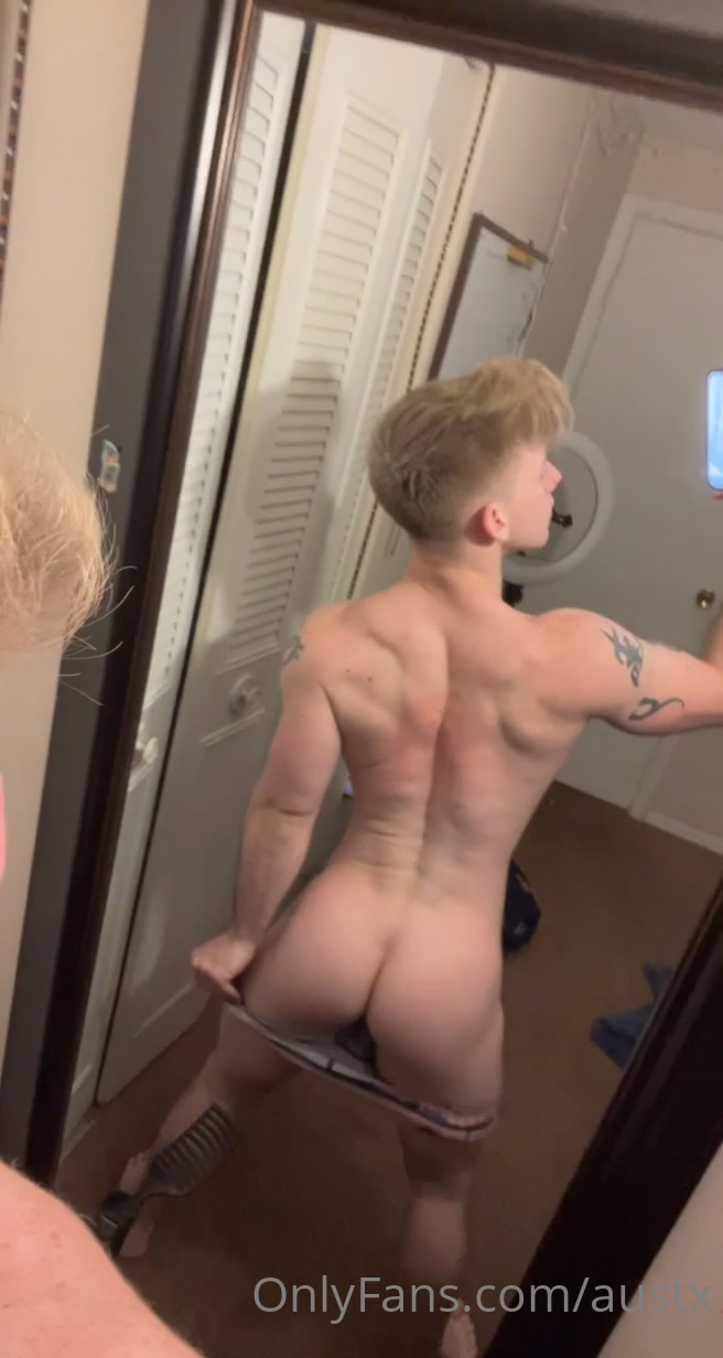 Austin Showing Off And Spreading His Cheek In The Mirror